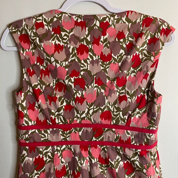 Boden Floral Tulip Midi Dress Scoop Neck Cap Sleeves Side Zip Fully Lined US 6P - Picture 3 of 15